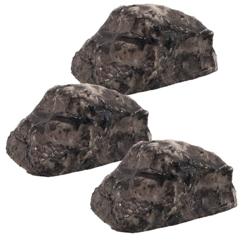 3pcs Key Box Hidden Key Holder Resin Stone for Garden Yard | Black Fake Rock Key, Artificial Stone Key Holder, Stone Key Safe Storage