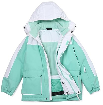 ENDIRAD Kids Ski Snow Jacket for Girls Waterproof Winter Snow Coat Size 5t-6t, Warm Fleece Lined Winter Windproof Jacket with Hood