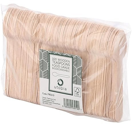 Utopia Birch Wood Teaspoon 4.25inch / 11cm, F90210-000000-B01010, Pack of 100