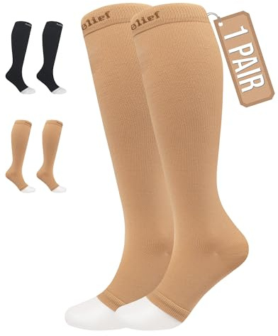 360 RELIEF Open Toe Compression socks for women & Men, 3XL Beige