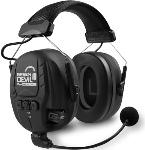 GREEN DEVIL Shield LD Aktiver Gehörschutz - elektronischer Gehörschützer mit Bluetooth 5.3 Technologie Integriertes Mikrofon EN352-konforme SNR 32dB für Mähen und Lärmintensive