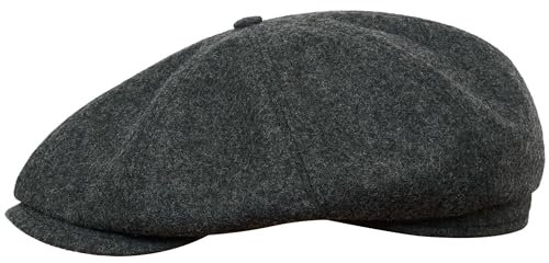 Sterkowski Shelby | 100% Wolle Schiebermütze für Herren und Damen | Paperboy Cap Schirmmütze Flatcap Newsboy Ballonmütze Winter Gangster Baker Boy Baskenmütze Cabrio Vintage Gatsby Dunkelgrau 54 cm