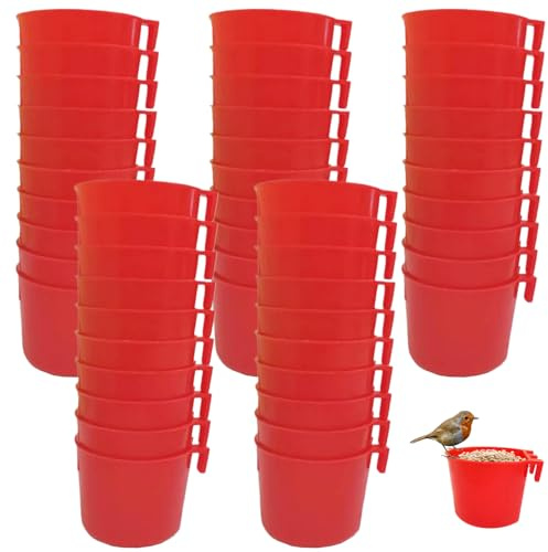 Suministros de Gallo de Campo de Juego, alimentador de Paloma de plástico de 50 Piezas, alimentador de Pollo Colgante, Suministros de alimentación y riego de Aves fáciles de Eliminar para Aves