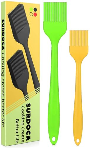 SURDOCA Backpinsel Silikonpinsel Küchenpinsel kochpinsel- 8.2+10.1 BPA-freies Silikon in Lebensmittelqualität Pinsel Küche, 446℉ (230℃) Wärmebeständigkeit Pinsel Backen BBQ Grillpinsel