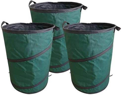 Gartenabfallsack Pop-Up 3 x 120 Liter - Ideal für Laub, Grünschnitt & Gartenabfälle | Leicht, Faltbar & Stabil | Unverzichtbar für Gartenpflege und Aufräumarbeiten