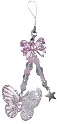 Haoyull Chaîne de téléphone élégante en perles avec pendentif papillon pour téléphone, bijou de téléphone adapté à toutes les occasions