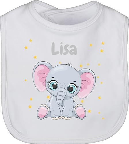 Baby Lätzchen - Süßer Elefant mit Name personalisiert I Elefanten Geschenk Elefantenmotiv - Unisize - Weiß - elephant personalisierte geschenke und