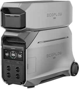 Estación de energía portátil ECOFLOW DELTA Pro 3 con batería adicional 8kWh | Salida CA 230 V 4000 W, generador solar para uso doméstico, camping, autocaravanas y exteriores