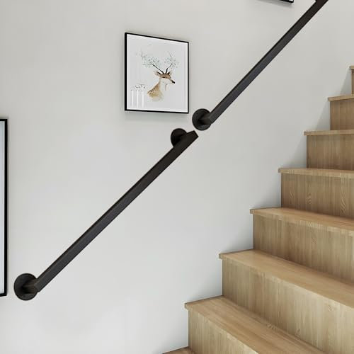 Treppengeländer, an der Wand montierte Haltegriffe für Stufen aus Metall, Handläufe aus Schmiedeeisen für den Innen- und Außenbereich, Schwarze Moderne Handläufe für Treppen(100cm)