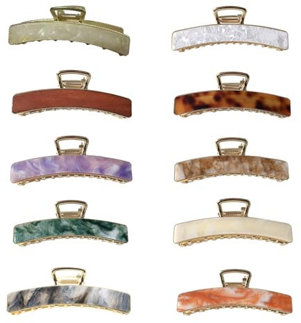 SkyPOOU Pince à cheveux vintage en métal, marbre, acétate, pince à queue de cheval, barrette. séquoia