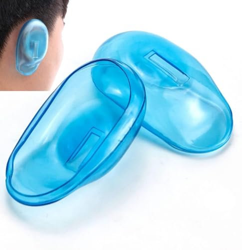Generic Silicone Ear Covers 2Pcs - Blue - Protects Ears from Water & Hair Dye - Comfortable & Durable - Easy to Use - Reusable - For Hair Treatments