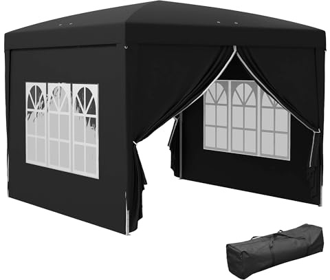 Outsunny Tonnelle de Jardin Extérieure Tente de Réception 3 x 3 m Noir