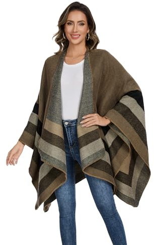 colornival Poncho for Women Shawls Wraps Oversized Winter Scarf Women's Knitted Cape Warm Wearable Blanket Long Cardigans Sweater Coats Christmas Birthday Gifts for Ladies