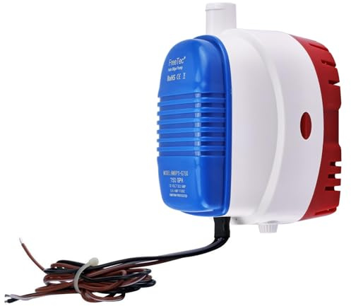 FreeTec Pompa di sentina 12 V, 47 LPM, pompa di sentina automatica, pompa di sentina con interruttore a galleggiante, non è necessario alcun interruttore a galleggiante separato, per barche, pompe di