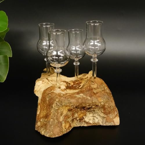 GTK Geweihe & Trophäen Krumholz 27.60.1.61 Lot de 4 verres à liqueur avec pied sur racine
