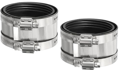 PATIKIL 3 Inch Flexible Pipe Coupling with Clamps, 2 Pcs 304 Stainless Steel No Hub Couplings Pipe Connector with Rubber Liner for PVC and Metal Pipes, Drain System