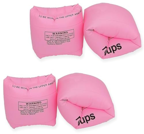Roll-On/Off Arm Floaties for Kids 6-12 Years and Adult-2 Pack Swim Floaty with Dual Valves, Great Buoyancy Pool Float & Water Wing for Toddler to Teen, Inflatable Swimmies for 30-150LBS (Pink & Pink)