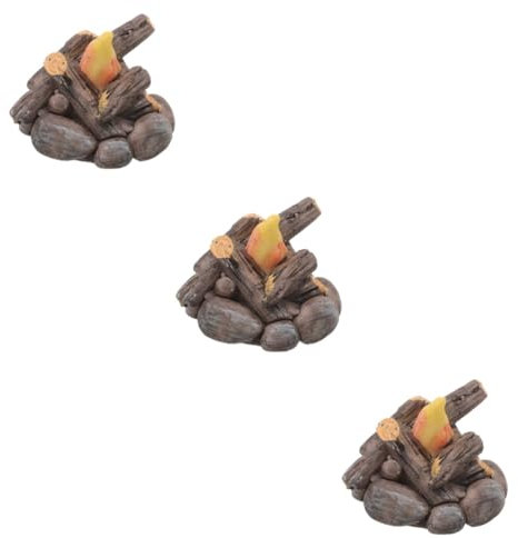 Gadpiparty 3stücke Miniatur Bonfire Dekoration Resin Campfire Modell Für Puppenhaus Mikroszene Garten-deko Feiertags-Accessoire Handgefertigt Detailreich Für -projekte Und Kreative