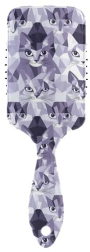 Brosse sans couture avec visage de chat Lilas et gris argenté pour effiler Brosse sèche et humide conçue pour cheveux raides avec poignée ergonomique cepillo para peinar