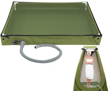 TYUKXJH Folding Shower Tray for Camping, 80 x 80 cm Portable Folding Base for Shower Floors, Waterproof, Sink Drain, Multifunctional, Easy Installation for Indoor and Outdoor, Camping