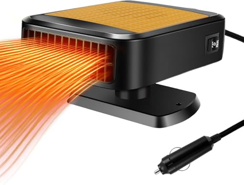 WEQNGIU Autoheizung, 12V 200W 2-in-1 Schnelles Heizen und Kühlen, Lüfter, Entfroster, Tragbare Autoheizung zum Anschluss an den Zigarettenanzünder, mit um 360° Drehbarer Basis für alle 12V Autos