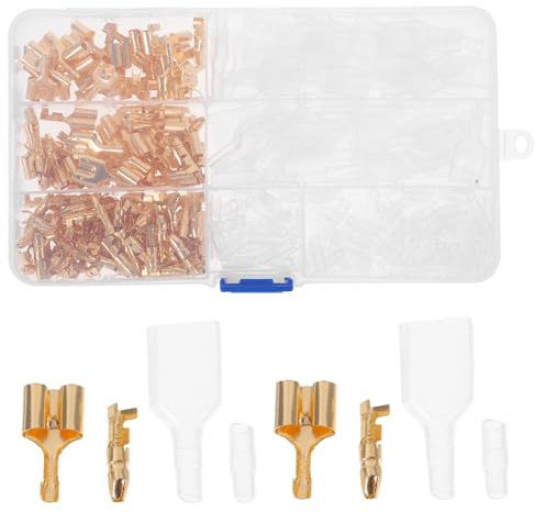 Generico Set 300Pz Terminali a Crimpare Maschio Femmina per Cavi Auto Moto Connettori Isolati Kit Connettori per Cavi con Copertura Plastica Installazione Rapida e Connessione Stabile