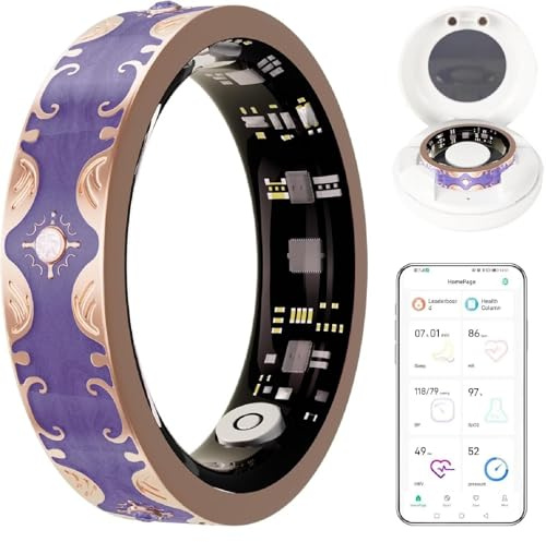 ZIBENE Anillo Inteligente Impermeable para Hombres y Mujeres, Rastreador de Salud para la Actividad Diaria, Anillo de Fitness Recargable con Seguimiento de Sueño/Pasos/Calorías (Purple 9#).