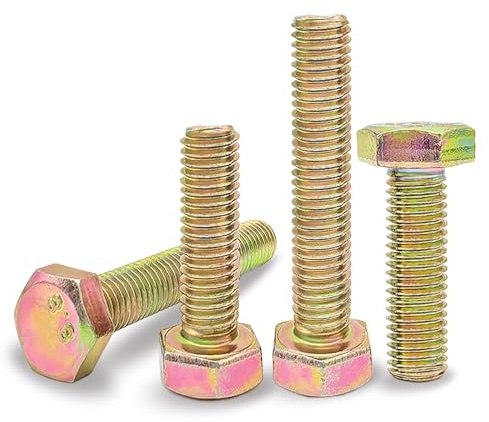 Hoomuy M6 x 60mm 12pcs Heavy Duty Hex Head Screws Hexagon Bolts, 8.8 Grade Alloy Steel, Galvanized Finish, Metric Machine Fully Thread