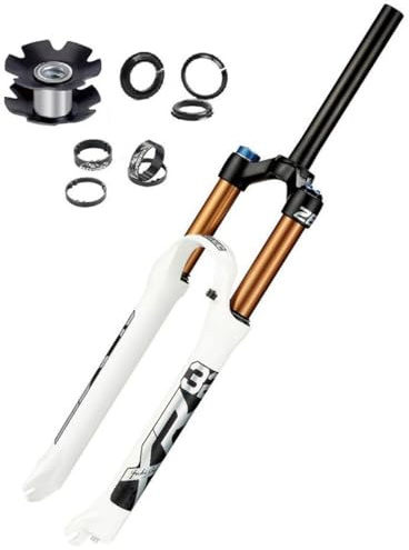 WIQUYBML Forcella Ammortizzata per Mountain Bike 26 27,5 29 Pollici Forcella Anteriore Ultraleggera per Bici MTB 120 mm di Escursione 28,6 mm Sterzo Dritto Senza Filettatura Sgancio rapido