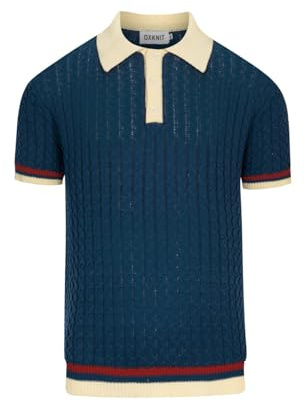 OXKnit Polo vintage à manches courtes pour homme - En tricot - Décontracté - Loisirs et travail