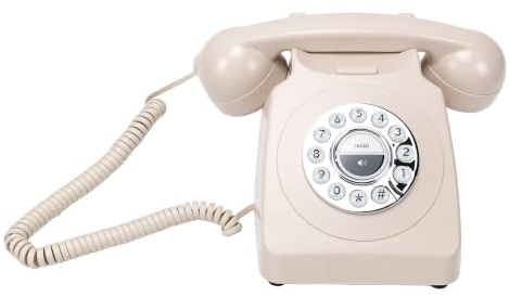Asixxsix Retro Blue Tooth Landline Phone with Handset (Beige)