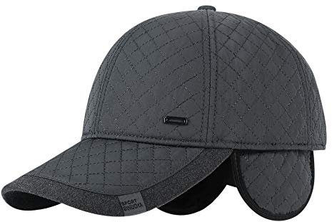 Men Warm Baseball Cap with Ear Flaps Peaked Cap Trapper Trooper Bomber Hat Cap Hunting Hat with Foldable Earflaps Earmuffs Fashion Diamond Baseball Hap Outdoor Sport Hat with Soft Fleece Lining