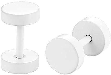 Flongo Ohrstecker, 10mm Edelstahl Ohrstecker Gestüt Stecker Ohrringe Ohrhänger Tunnel Illusion verjüngt Cheater Faux Fake Ohrstecker Weiß Charm Charme Herren, Damen Ohrschmuck