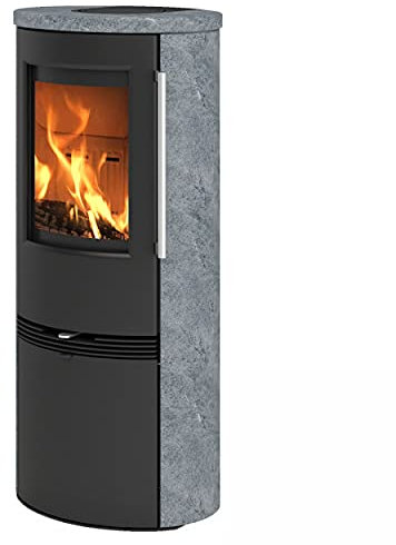 Moderner Speckstein Kaminofen TermaTech TT21RHS mit 5 kW Schwarz Holzofen
