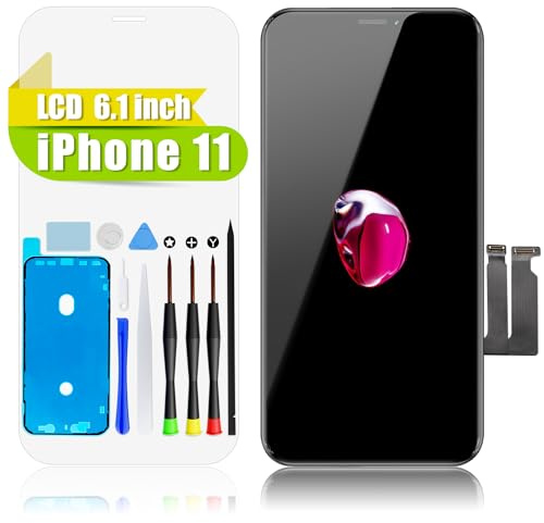 Écran pour iPhone 11 LCD Ecran Tactile Remplacement Touch Digitizer 6,1 | Kit de réparation avec outils, joint étanche et verre trempé, écran Retina LCD avec prise en charge True Tone et Face ID