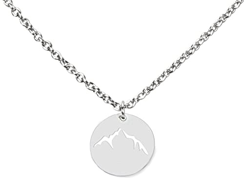 DAHEIM Halskette Berge - filigrane Mountain & Gipfel Kette für Damen und Frauen, Heimat-Schmuck Gebirge und Wandern aus Edelstahl (silber-farben oder vergoldet) DHK281