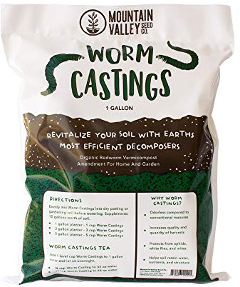 Earth Worm Castings – Organic Red Worm Compost Soil Amendment - .13 Cubic Foot ~6 Lbs - Approximately 1 Gallon - Organic Red Worm Vermiculture and Compost Home, Garden, Greenhouse, and Farm