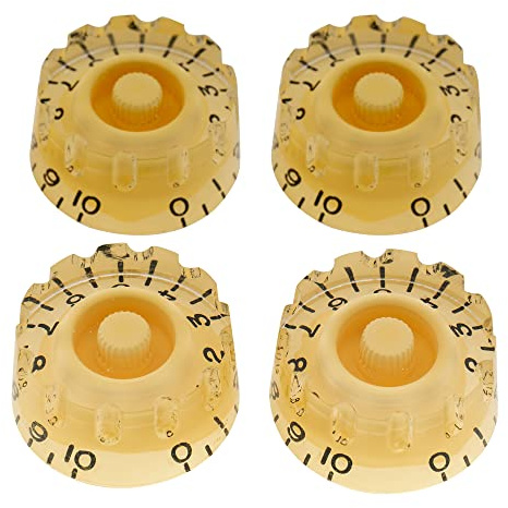 Musiclily Pro Zoll Knurled Gitarre Potiknöpfe Speed Knobs Creme 4er Set | 24 Zähne, für USA LP SG Style E-Gitarre