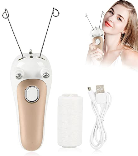 Epilierer Elektrisch für Damen, Gesichtshaarentferner für Frauen, Haarentfernung Gesicht Damen, Elektrischer Haarentferner Gesicht, Wiederaufladbar Rasierer für Baumwollfäden(goldfarben)