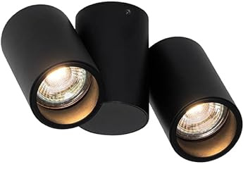 Qazqa Deckenstrahler, Deckenspot - Michael - Schwarz, max. 50W, Geeignet für LED, 17.2cm, 2-flammig, Ideal als Wohnzimmerlampe, Küche lampe und