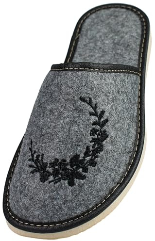 APREGGIO Zapatillas de Casa Slip-On Fieltro Mujer Goma Gris Negro 41