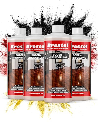 BRESTOL® BODENVERSIEGELUNG 4x 1000 ml - Laminatversiegelung, Parkettversiegelung, PVC-Versiegelung, Holzbodenversiegelung, Langfristiger Schutz für Laminat, Linoleum, PVC & Holzböden