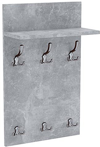 AKKE 70x40 | MEDI Garderobenpaneel Wandgarderobe Garderobe Wandpaneel Kleiderstange CHROM | BETON