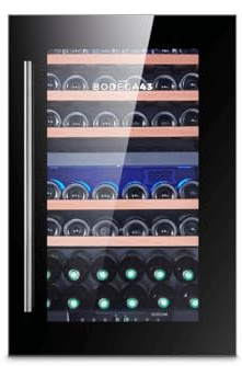 BODEGA43-42 Einbau Weinkühlschrank - Luxuriöse Weinklimaschrank mit 2 Zonen und digitalem Temperaturdisplay - 42 Flaschen, Vollglas-Designtür, 40 dB, 5 Ausziehbare Schubladen aus Birkenholz