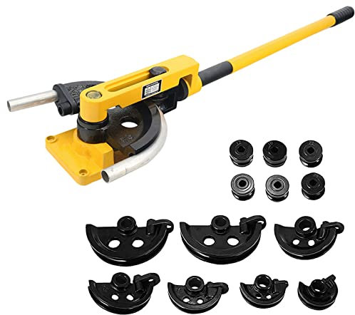 Rohrbiegegerät, Rohrbieger 10-25Mm Rohrbiegemaschine Handrohrbieger 3/8-1 Mit 7 Matrizen Zum Biegen Mechanische Biegeapparat Rohrbiegewerkzeug Für Rohre Aus Kupfer, Messing, Aluminium