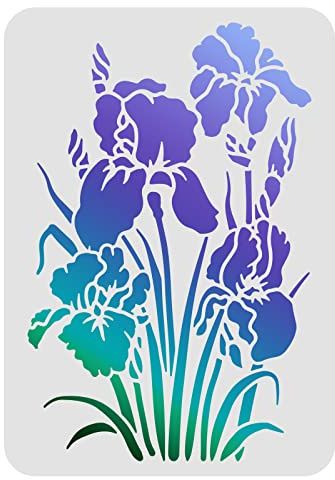 FINGERINSPIRE Iris Pochoirs Fleurs en Plastique Dessin Peinture Réutilisables pour Peinture sur Bois, Sol, Mur et Carrelage
