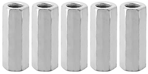 5 pezzi Dado a stelo lungo, M12 dado esagonale in acciaio al carbonio, dispositivi di fissaggio filettati distanziatori(M12*50)