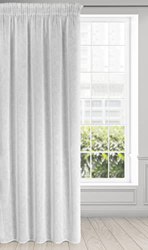 Eurofirany Cortina de Lino Optic ALICJA con Cinta fruncidora – 1 Unidad – Etamin Eco Boho Natural Ventana Salón Dormitorio 140 x 270 cm Blanco