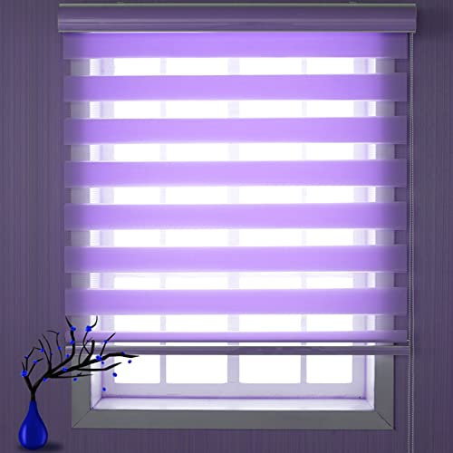 Seitenzugrollo Verdunklungsrollo 100x320cm Doppelrollo verdunkelnd Wandmontage Sichtschutz Fenster Jalousien Verdunklungsvorhang für Fenster und Türen,Anpassbar, Lila