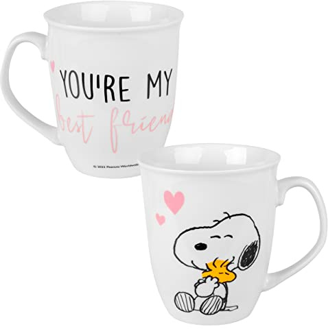 The Peanuts Tasse Snoopy - You´re my best friend Tasse Kaffeetasse Kaffeebecher Weiß aus Keramik 280 ml
